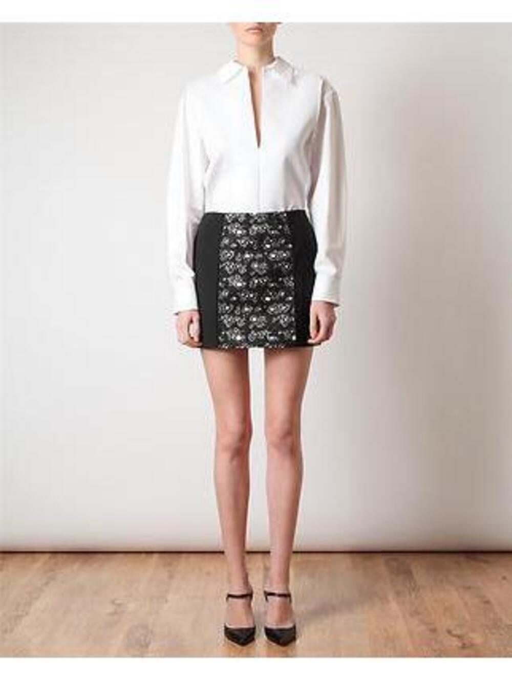 BALENCIAGA Cotton-linen and Lace Miniskirt Size:38 NEW